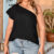 Lovito Blusa Plus Size Curve Casual Simples Assimétrica Babados para Mulheres LBL19836