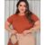 Blusa manga curta Ribana plus size Casual Moderna Gringa Básico Canelado Manguinha Tamnho Grande P005