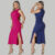Kit 2 Vestido Midi Feminino Fenda Lateral Malha Canelada Vestido Longo Gola Alta Luxo