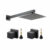 Chuveiro Gás Solar Piscina 20×20 Inox Preto + 2 Acabamentos Para Registro Docol